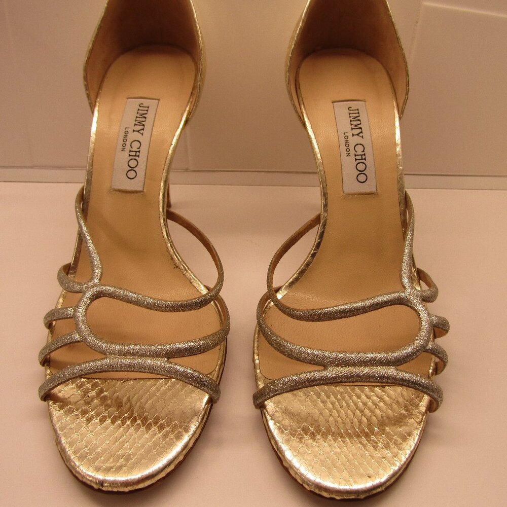 JIMMY CHOO Gold Silver Heels Pumps Shoes--Size 40 1/2--Excellent!